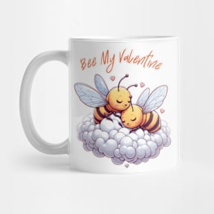 couple of bees embracing on a cloud, Bee My Valentine Mug